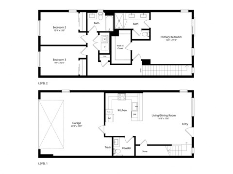 a floor plan of two different floor plans of a house